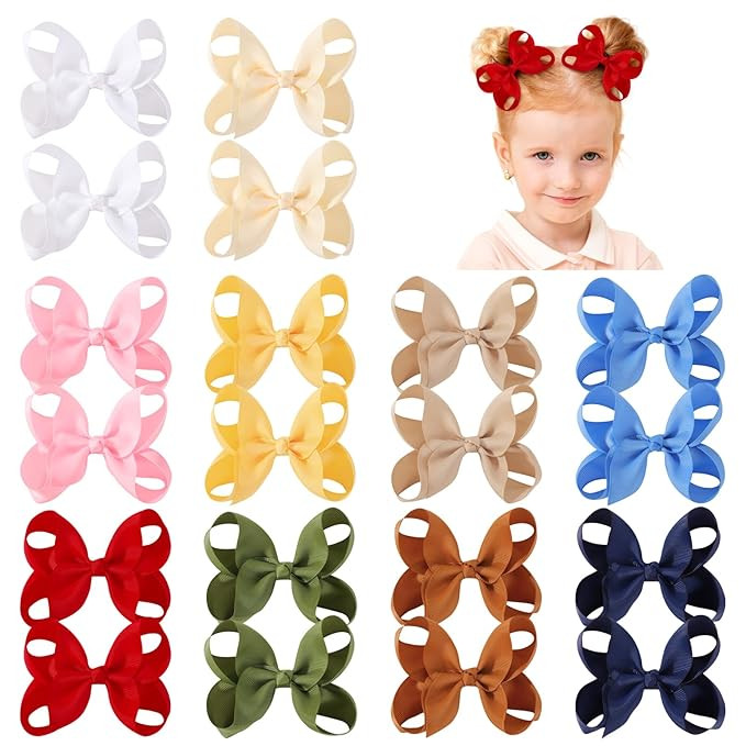 20PCS 4.5 Inch Hair Bows for Girls Grosgrain Ribbon Toddler Hair Bows Clips Alligator Hair Access... | Amazon (US)