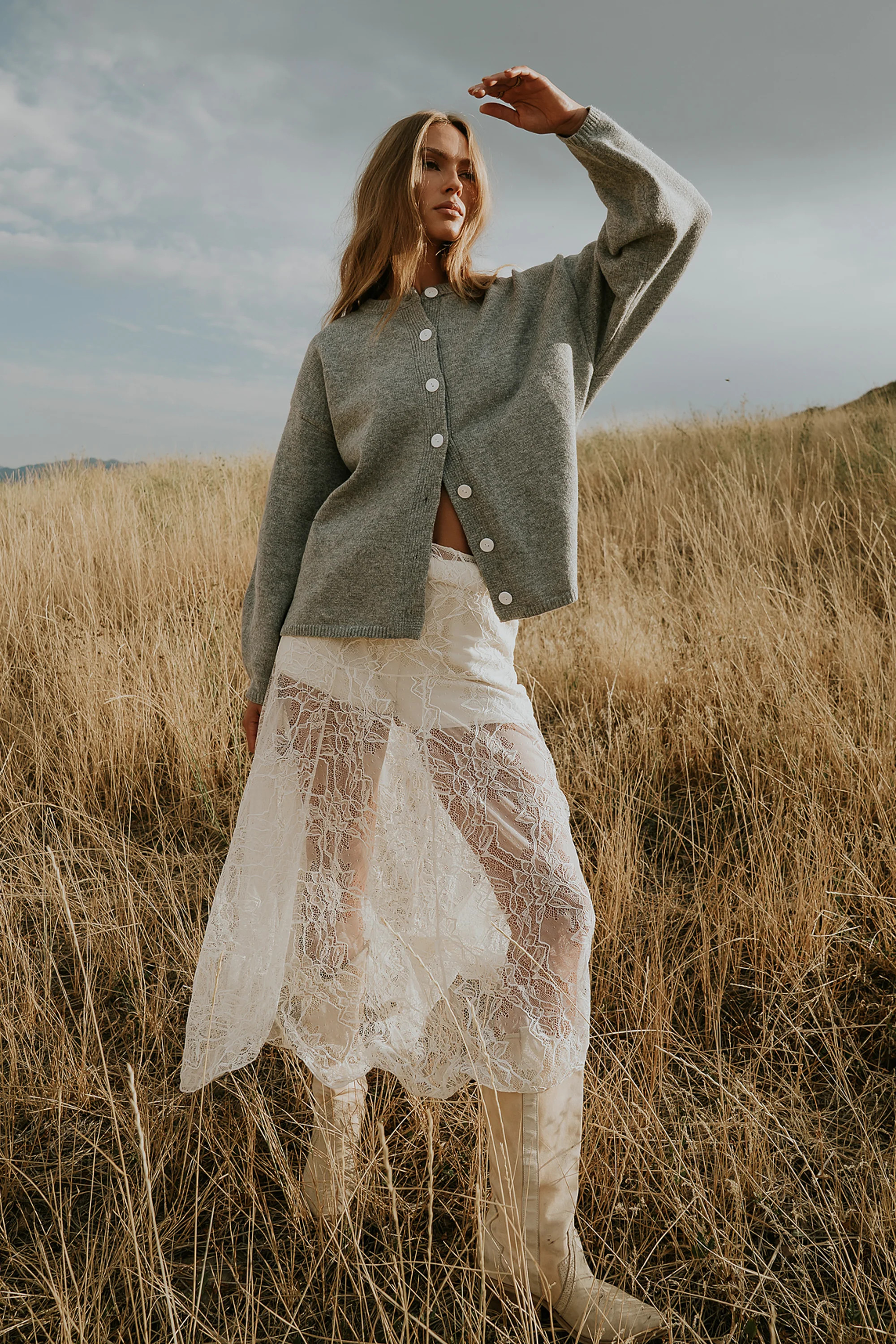 Kaia Knit Cardigan in Heather Grey | Böhme US