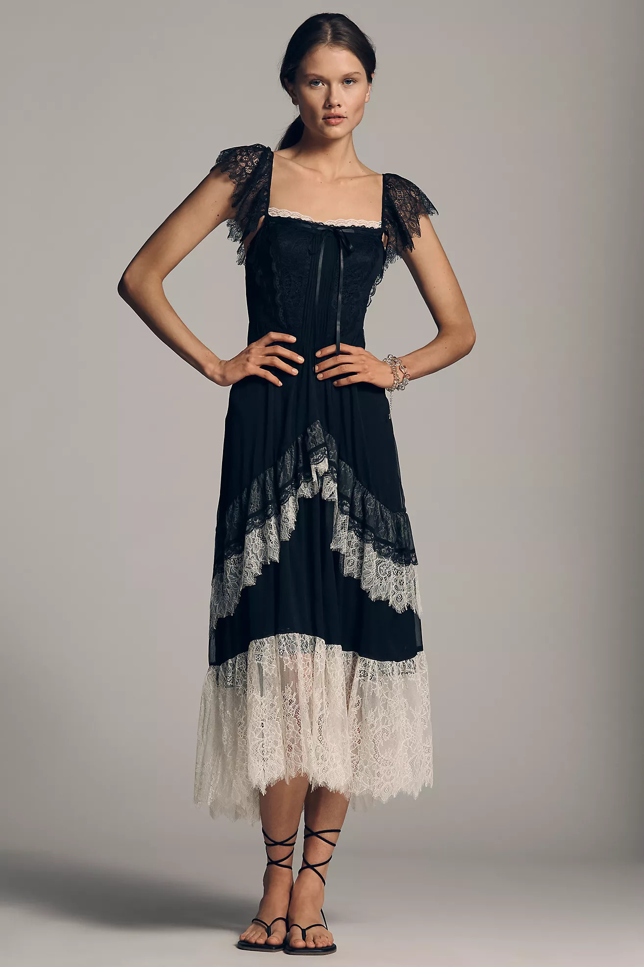 By Anthropologie Tiered Ruffle Flutter-Sleeve Dress | Anthropologie (US)