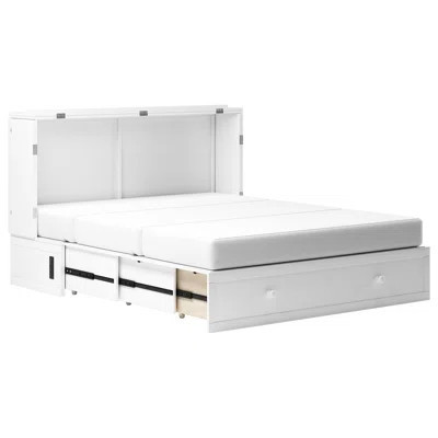Queen Size Murphy Bed Cabinet with USB Charging Station & Storage Drawers | Wayfair North America