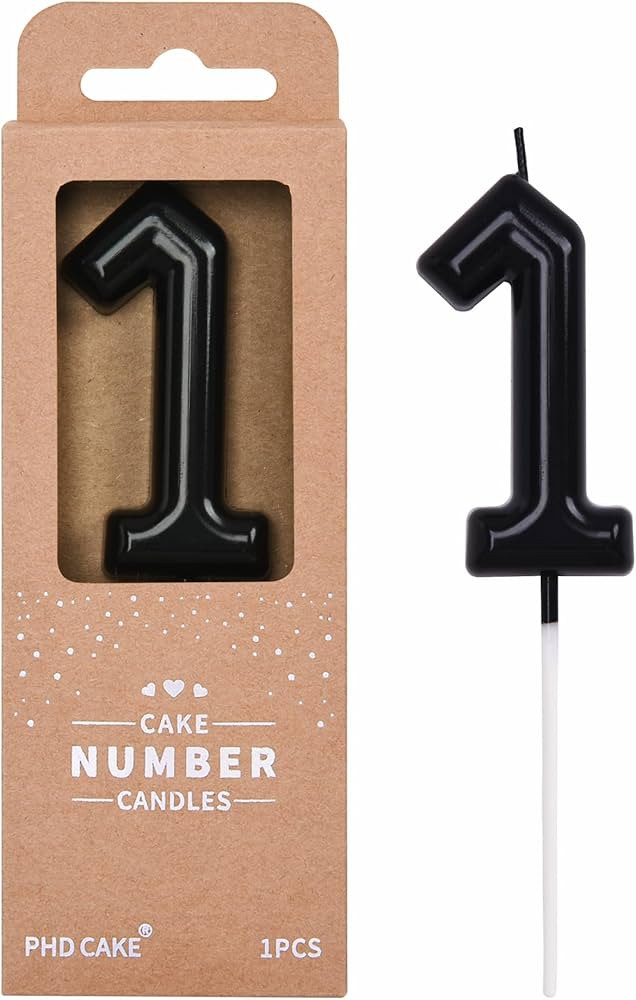 PHD CAKE 2.76 inch Classical Black 1 Number Birthday Candles, Black Number Candles, Cake Number C... | Amazon (US)