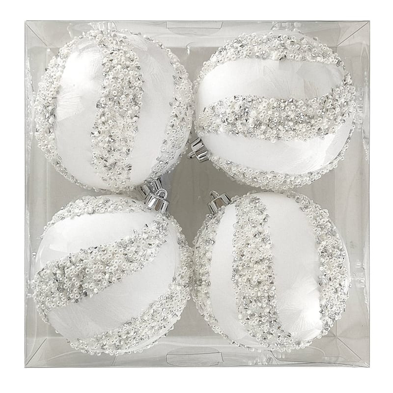 Found & Fable 4-Count White Cloud Swirled Shatterproof Ornaments | At Home