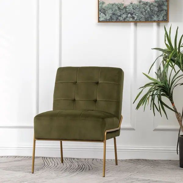 Carbon Loft Hofstetler Armless Accent Chair - Green Velvet Pintuck | Bed Bath & Beyond