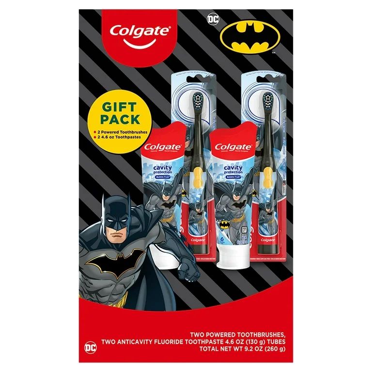 Colgate Kids Toothbrush Set with Toothpaste, Batman Gift Set, 2 Battery Toothbrushes and 2 Toothp... | Walmart (US)