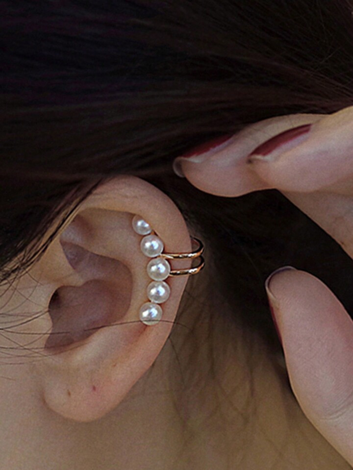 1pair Cute And Gentle Student Irregular Faux Pearl Ladies Ear Bone Clip With No Ear Piercing For ... | SHEIN