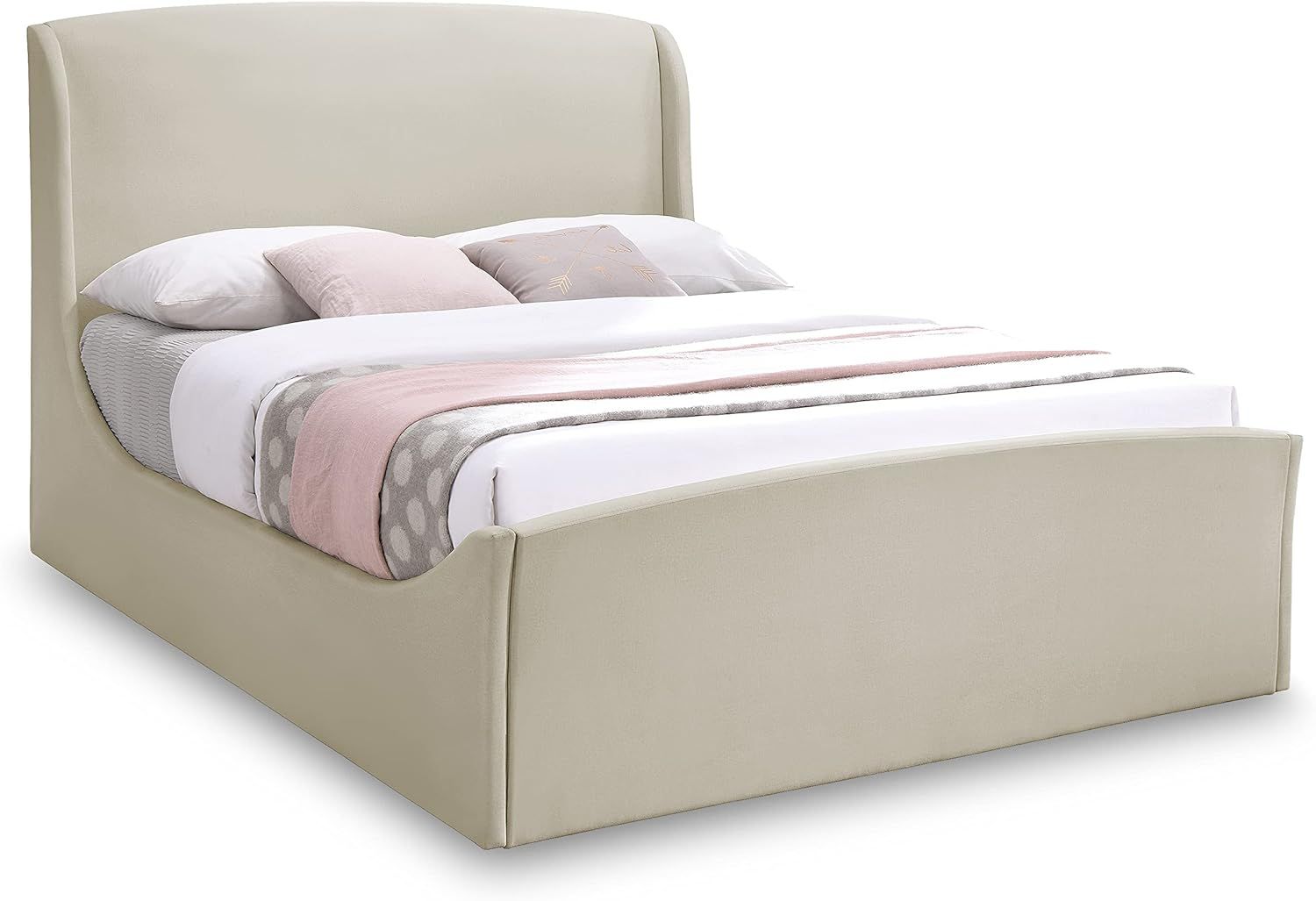Meridian Furniture TessCream-K Tess Collection Modern | Contemporary King Bed with Soft Cream Vel... | Amazon (US)