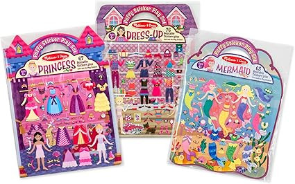 Melissa & Doug Puffy Sticker Activity Books Set: Dress-Up, Princess, Mermaid - 208 Reusable Stick... | Amazon (US)