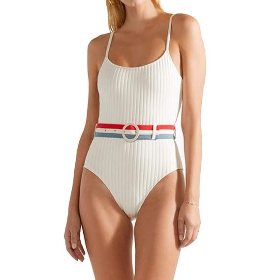 Stripe Swimwear Halter Tummy Control Womens Padded Monokini Swimsuit One Piece Slimming Bathing S... | Amazon (US)