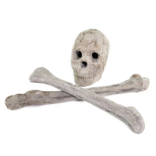 Ceramic Skull and Crossbones Fire Pit Lava Rock | Wayfair North America
