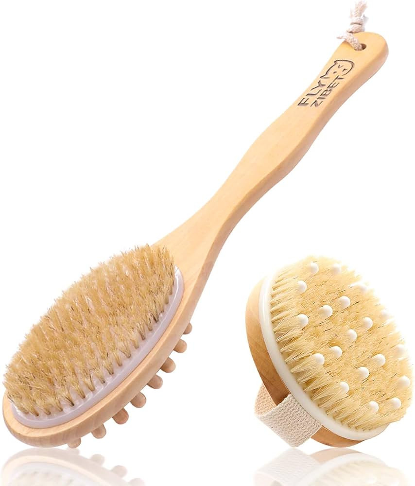 FLYZIBET Exfoliating Shower Body Brush, Dry Brushing Body Brush with Natural Bristles for Soft, G... | Amazon (CA)