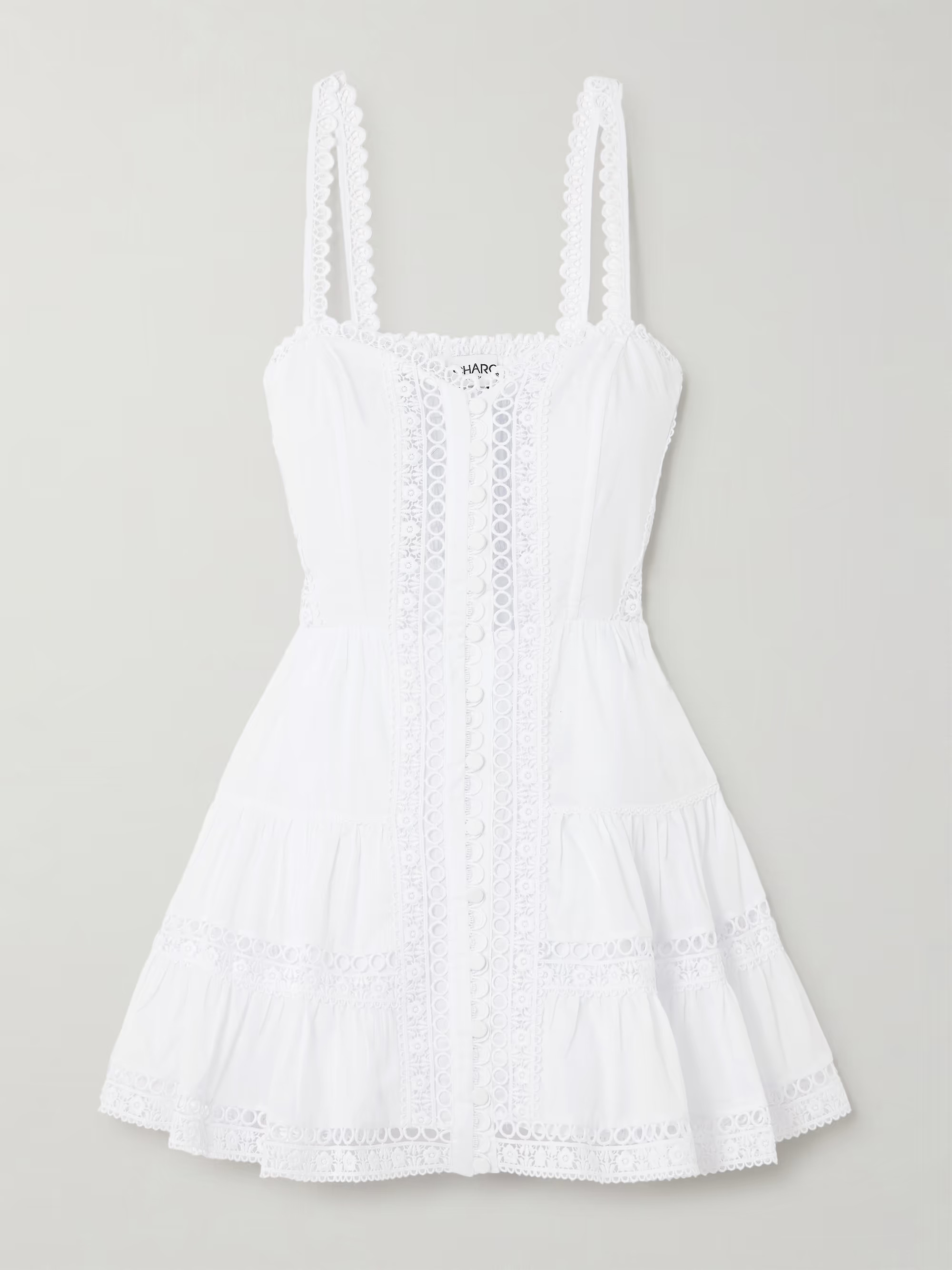 Lenora tiered guipure lace-trimmed cotton-blend voile mini dress | NET-A-PORTER (UK & EU)