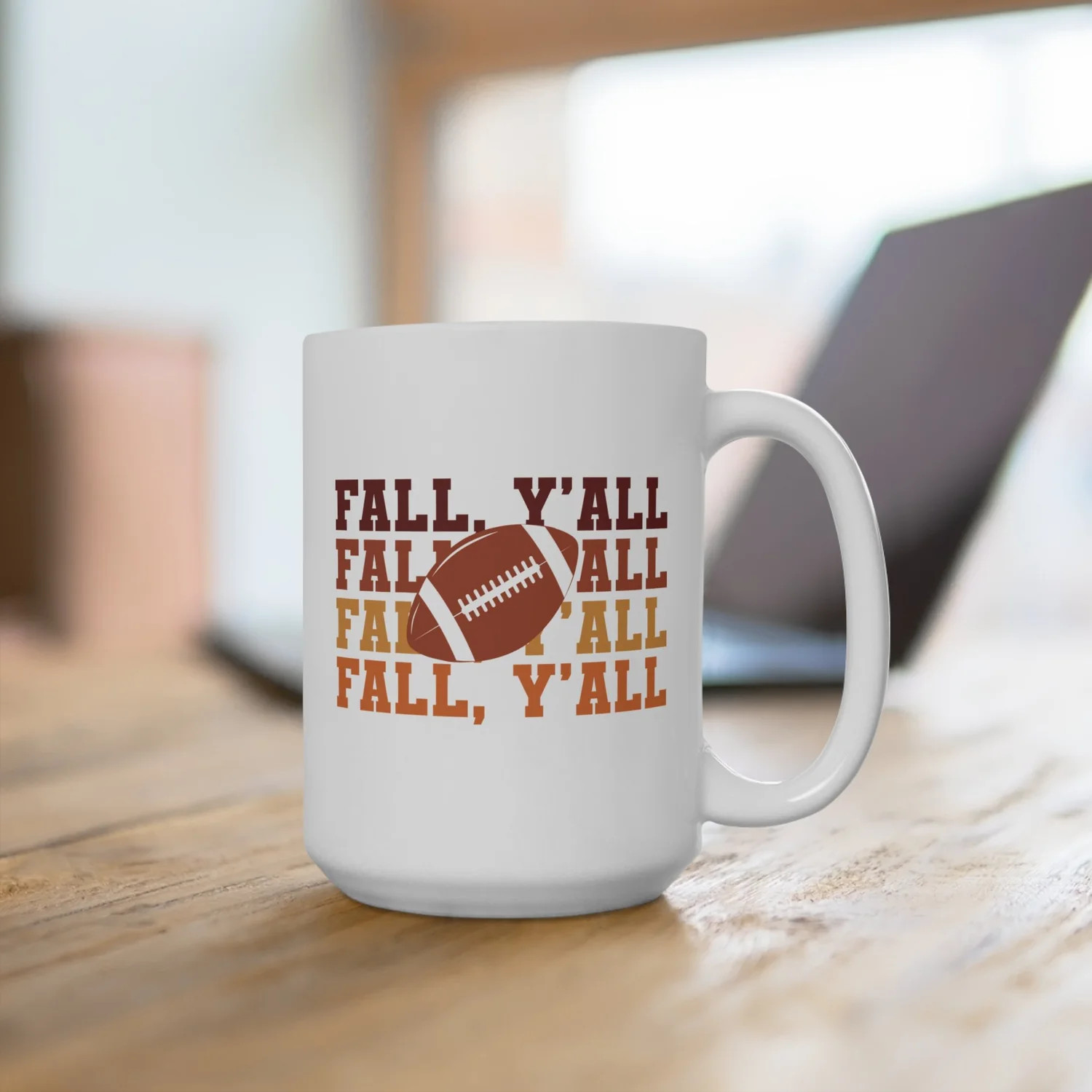 Fall Y'all Football Mug 15oz — Julia Morales | Shop Baseball, Y'all