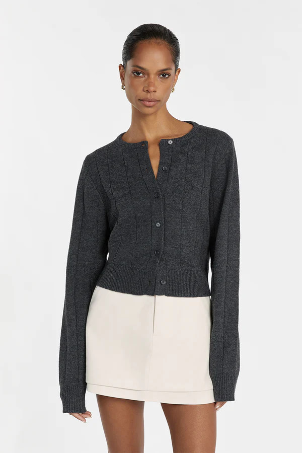 LEVI CHARCOAL MARLE KNIT CARDIGAN | DISSH