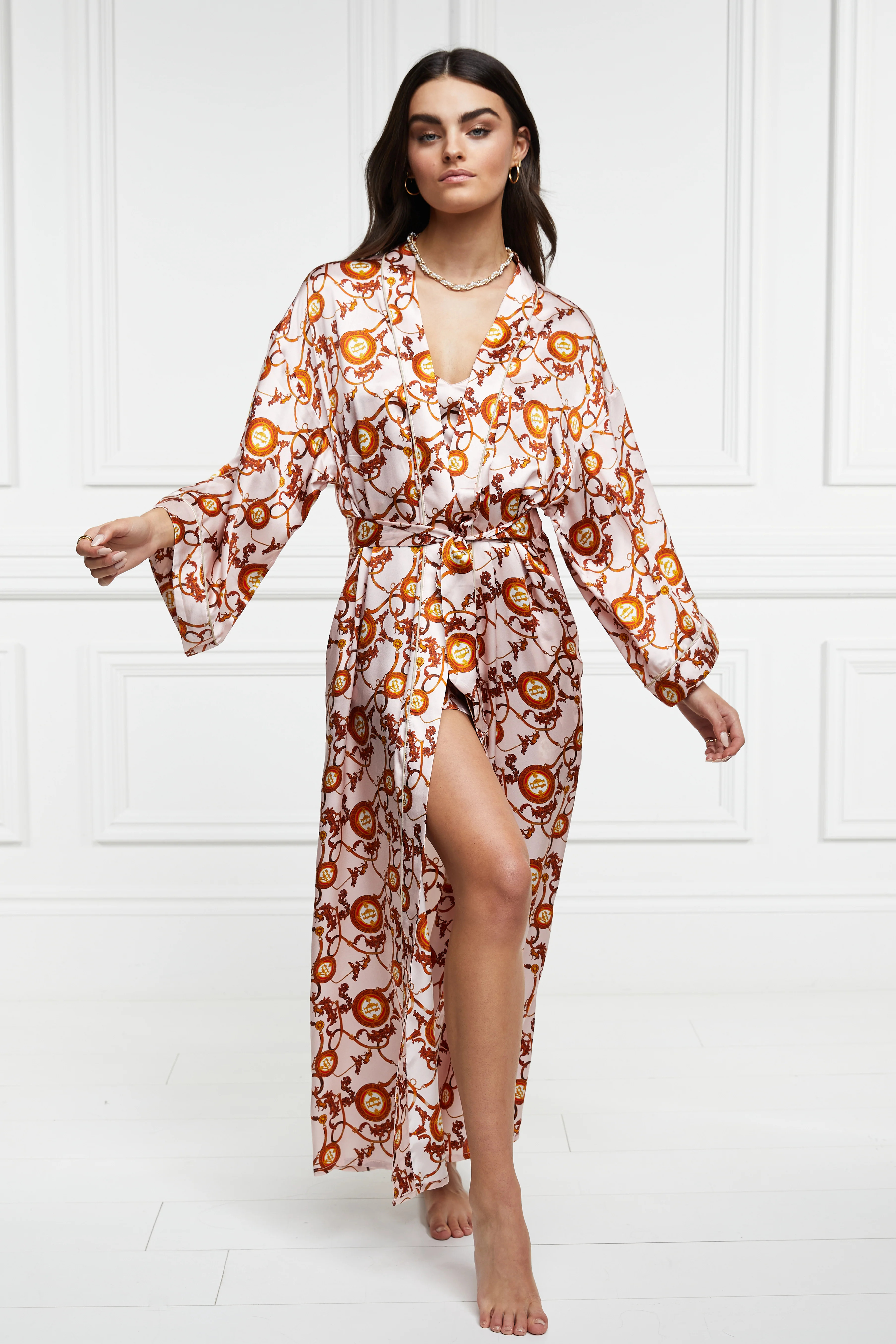 Silk Full Length Dressing Gown (Blush) | Holland Cooper