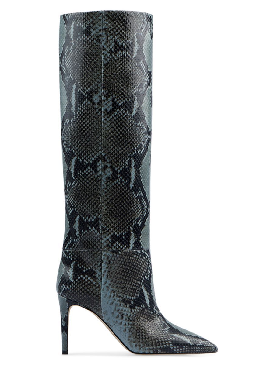Knee-High Snakeskin-Embossed Leather Stiletto Boots | Saks Fifth Avenue