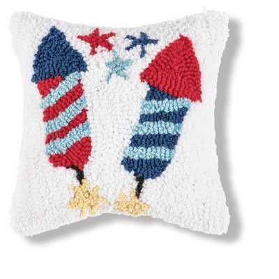 C&F Home Patriotic Stars & Rocket Fireworks Hooked Mini Accent Pillow, 8" x 8" | Target