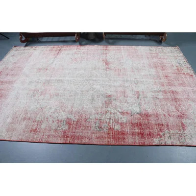 Vintage Turkish Rug With Faded Red Design For Unique Bohemian Home Decor In Large Size | Wayfair North America
