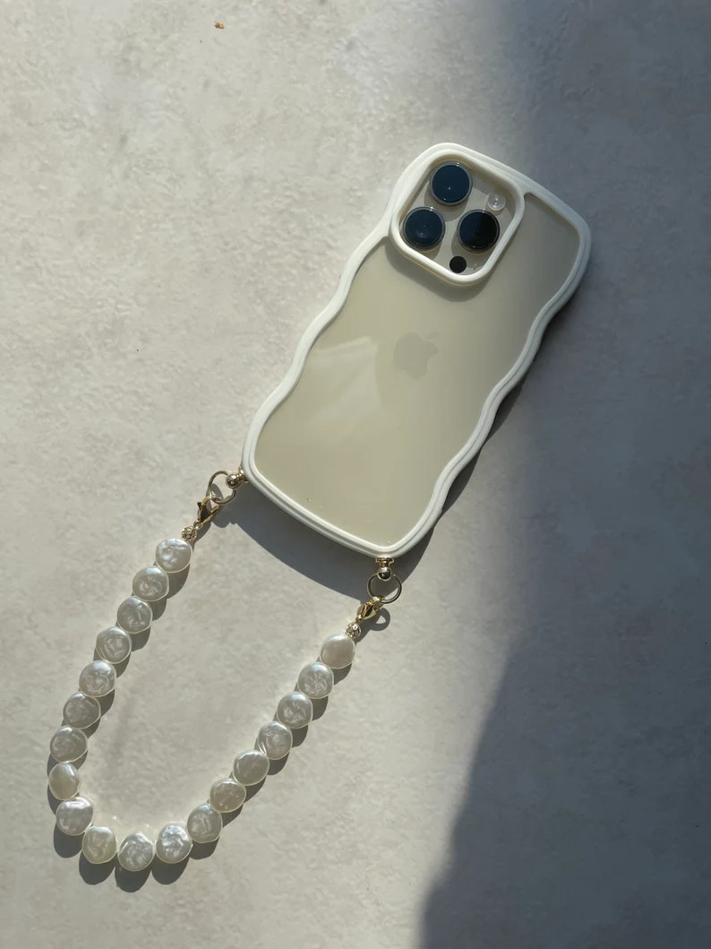 Wavy Case and Phone Jewel iPhone Phone Case and Jewel Pearly Pearls White Emily in Paris Mindy Ph... | Etsy (US)