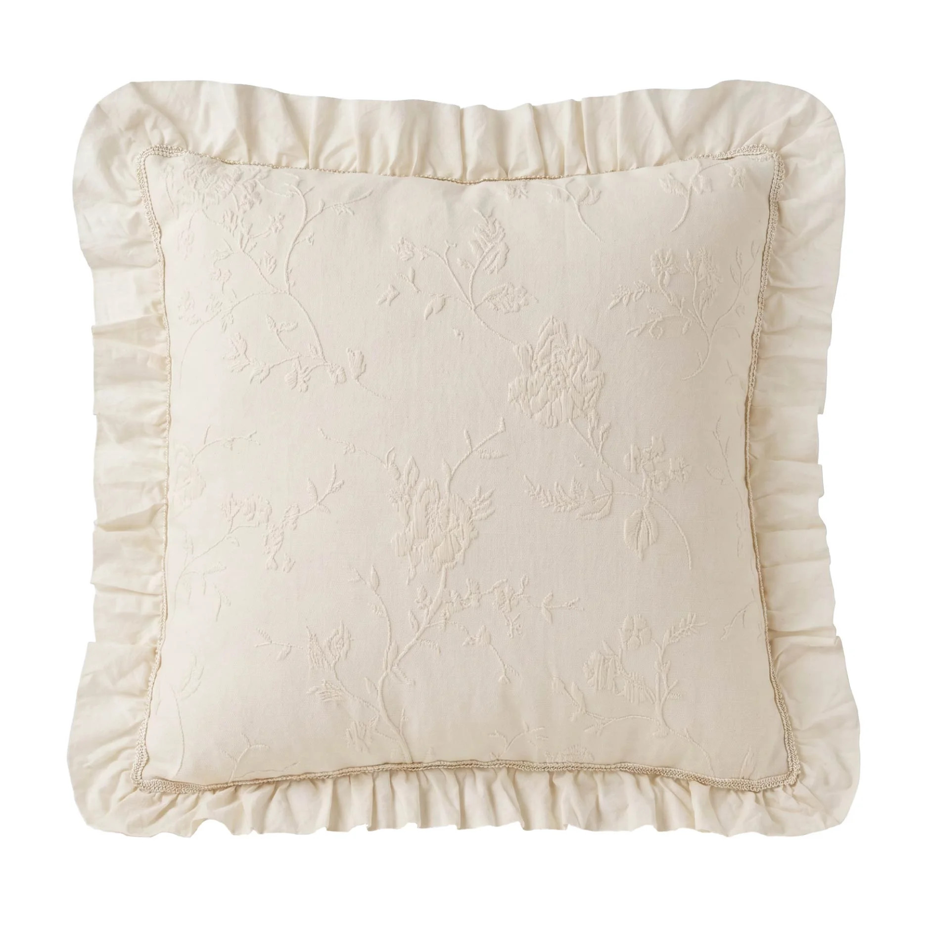 The Pioneer Woman Cream Matelasse Floral Crochet Ruffle Decorative Pillow, 20" x 20" | Walmart (US)