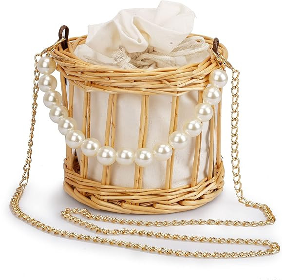 Beach Purse, Straw Beach Bag for Women Straw Purse Rattan Bag Basket Handbags | Amazon (US)