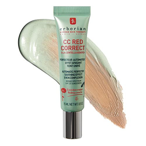 Erborian CC Red Correct - Skincare-First Green Color Corrector with Centella Asiatica, Illuminating Color Corrector with Redness Coverage & SPF 25 - Cica, Korean Skincare | Amazon (US)