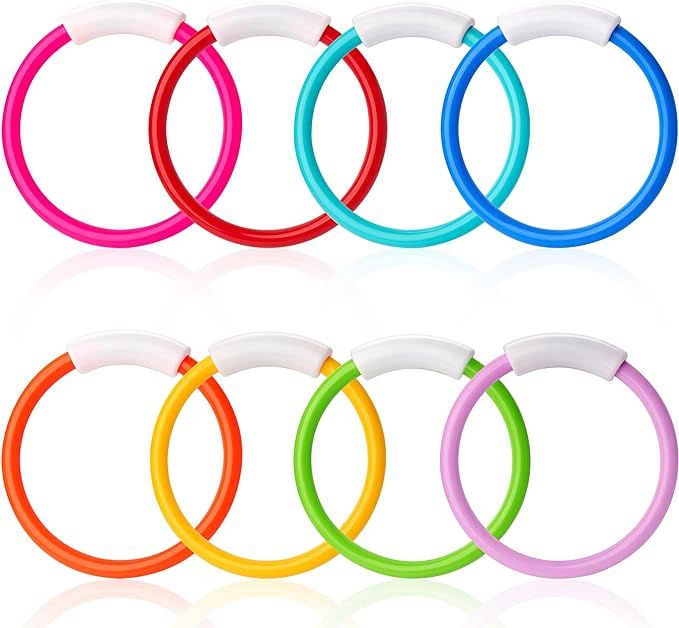 JOYIN Dive Rings Pool Toys, 8 Pcs Colorful Pool Rings for Kids, Underwater Training Pool Diving R... | Amazon (US)