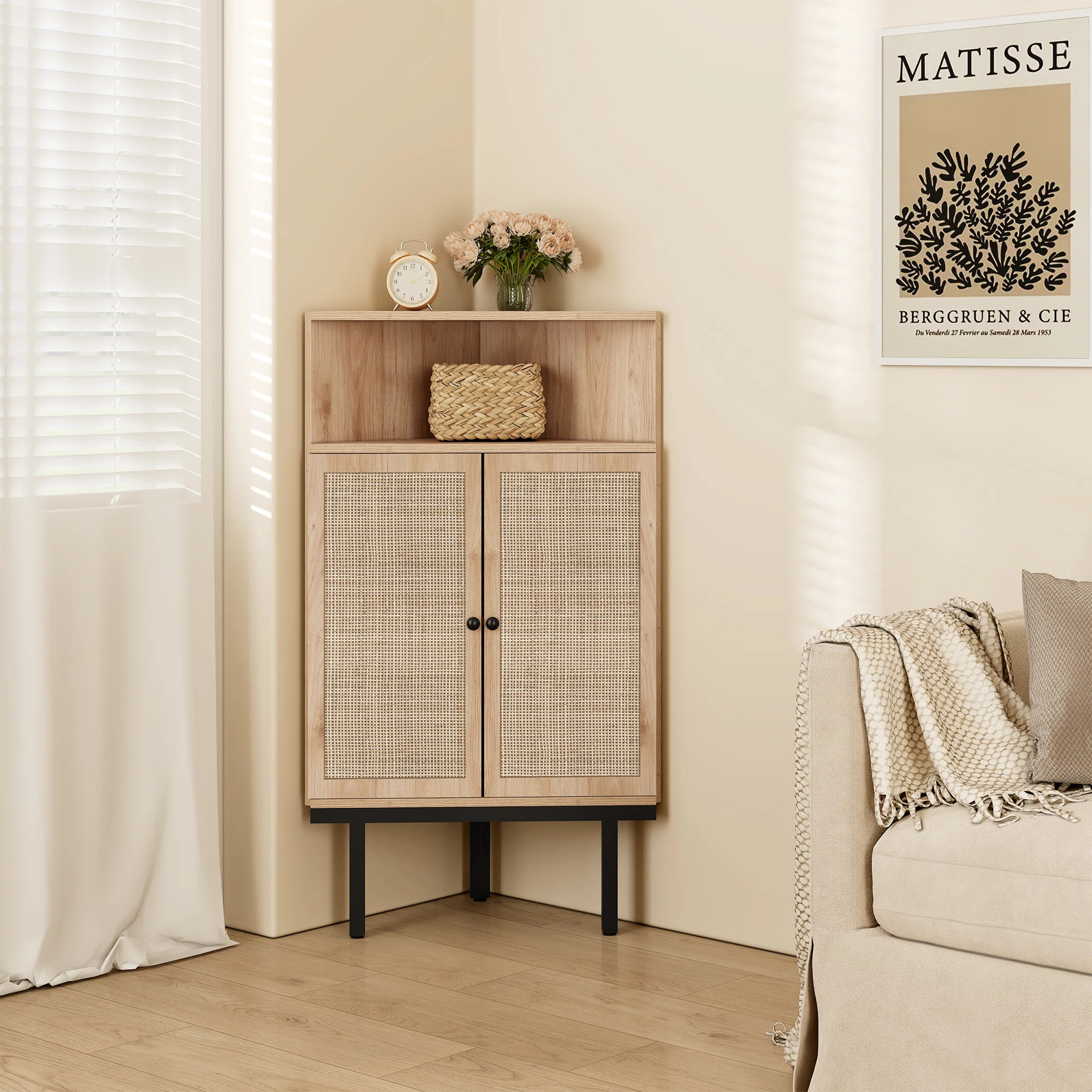 Boho Natural Rattan 39.7'' 4-Tier Corner Cabinet | Wayfair North America