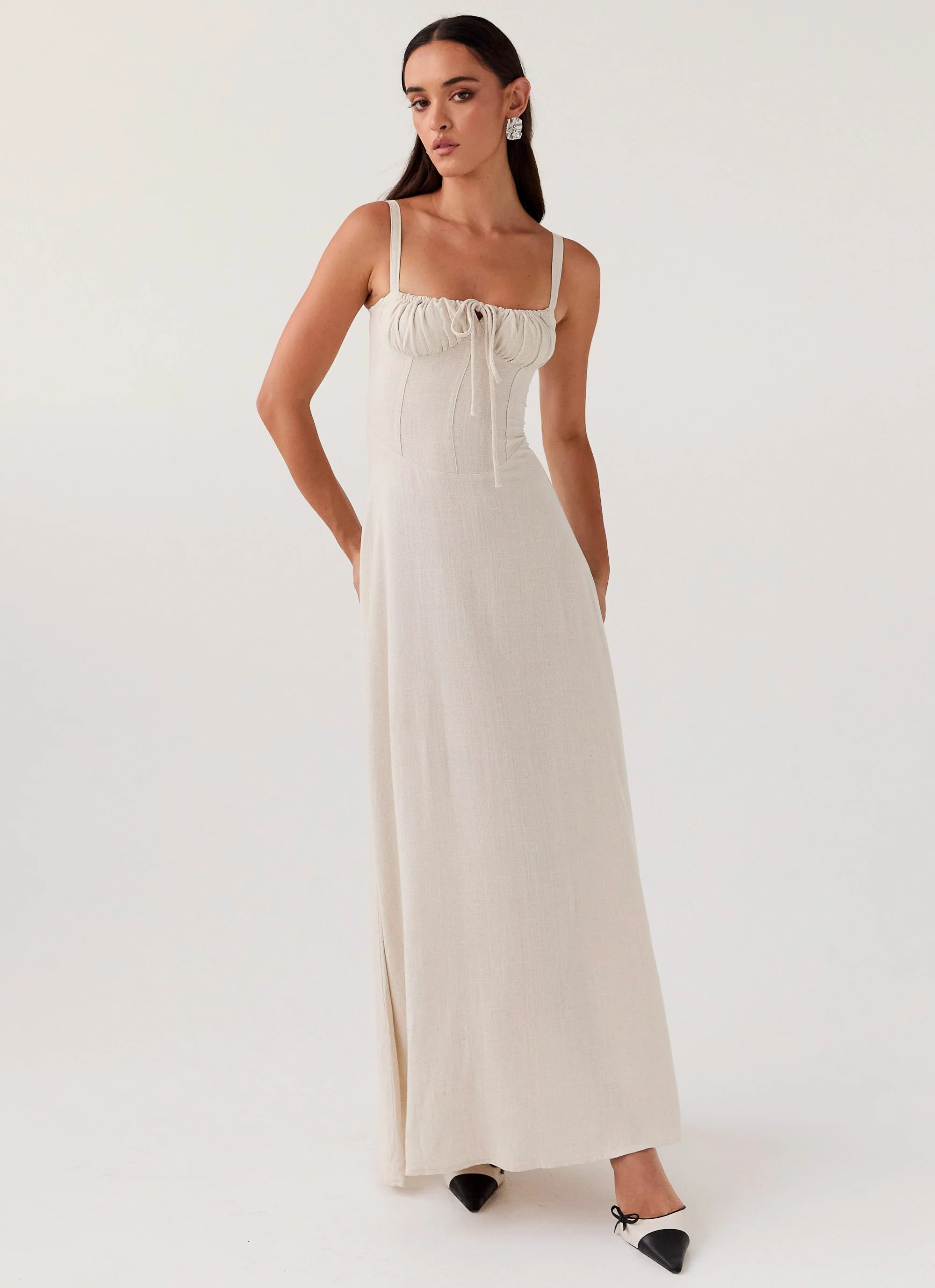 Mimi Linen Maxi Dress - Oatmeal | Peppermayo (Global)