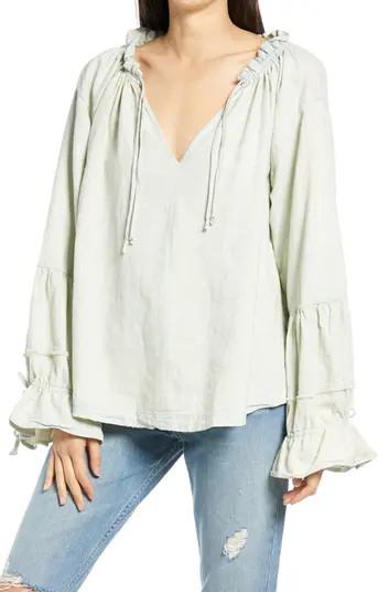 Alpine Denim Tie Neck Top | Nordstrom Rack