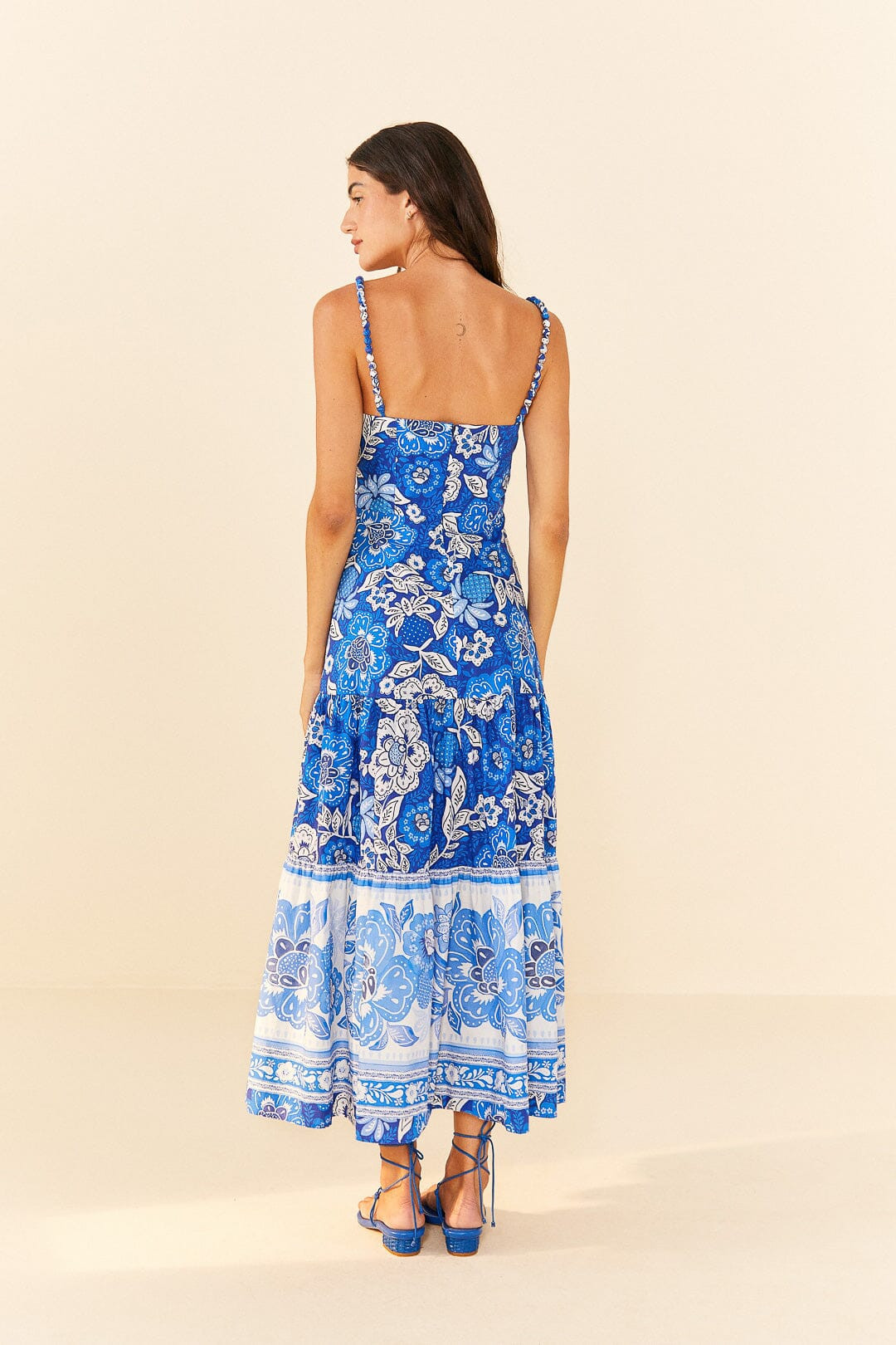 Blue Full Of Flowers Organic Cotton Midi Dress | FarmRio (US)