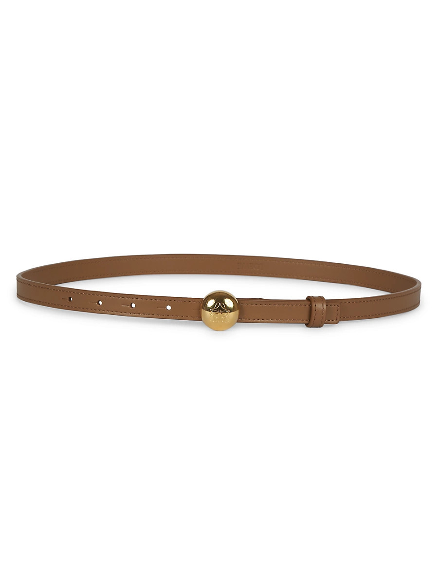 Women's Monogram Pebble Buckle Leather Belt - Oak - Size XXS | Saks Fifth Avenue