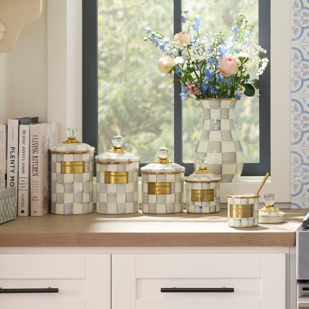Sterling Check Enamel Canisters | MacKenzie-Childs