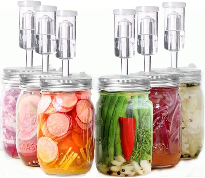 Fermentation Lids, 6 Set Fermentation Kit for Wide Mouth Jars, 6 Stainless Steel Fermenting Lids ... | Amazon (US)