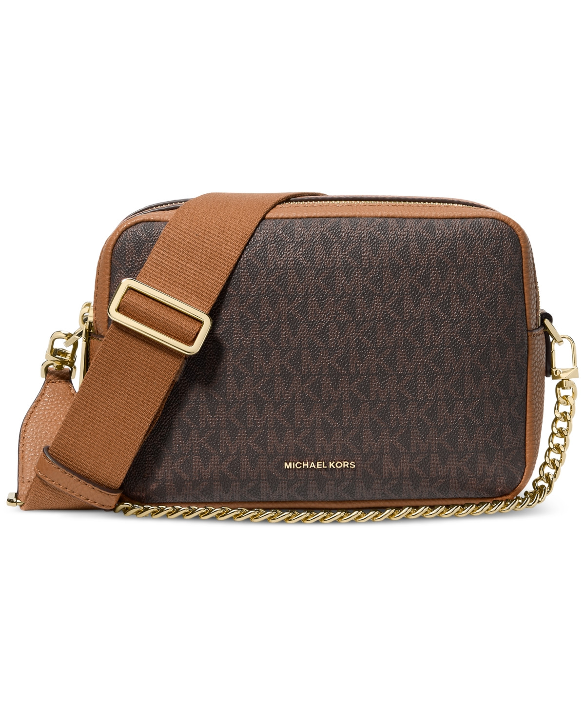Michael Michael Kors Bryant Medium Double Zip Chain Camera Crossbody - Brown/ Acorn | Macy's