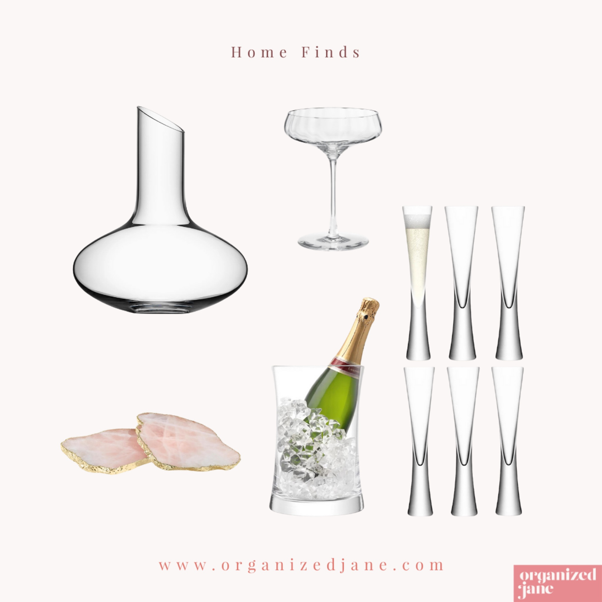 🛋️✨ Elevate your home décor with our elegant glassware essentials! From chic champagne flutes to stylish wine decanters, our curated selection has everything you need to host in style. 🍾🍷 Whether you're planning a dinner party or simply upgrading your space, these pieces add a touch of sophistication to any home. Discover more at organizedjane.com and start transforming your home today. #HomeDecor #ElegantLiving #OrganizedJane