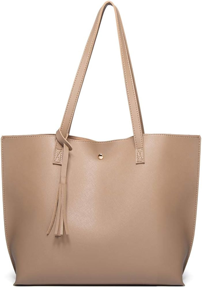 Women's Soft Faux Leather Tote Shoulder Bag from Dreubea, Big Capacity Tassel Handbag | Amazon (US)