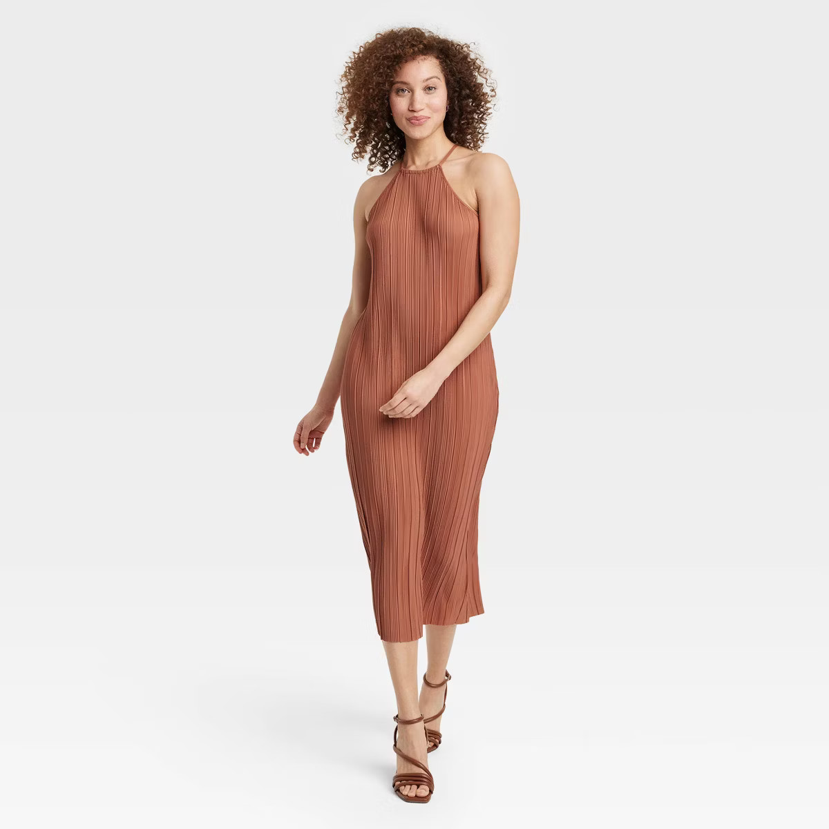 Women's Knit Plisse Midi Shift Dress - A New Day™ | Target