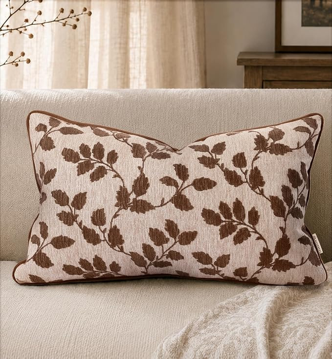 Chenille Throw Pillow Cover, 20x12 Inch, Autumn Leaves | Amazon (US)