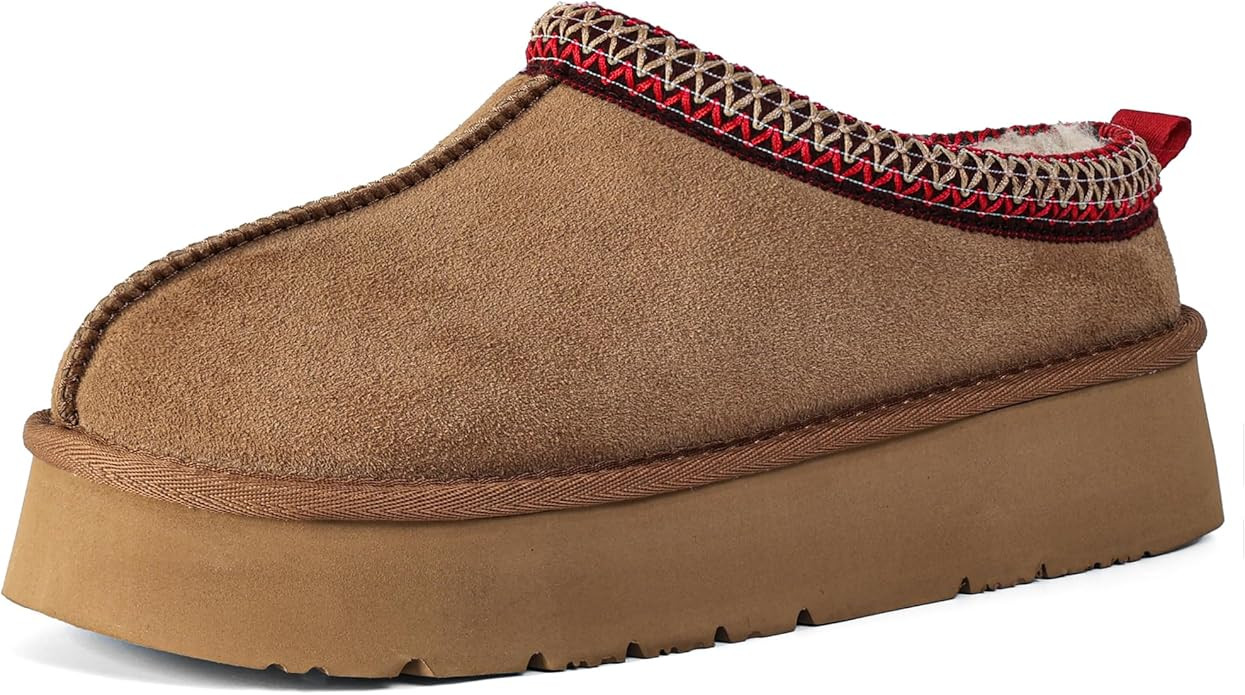 OOW Genuine Suede Platform Slippers for Women with Memory Foam Fuzzy House Shoes for Indoor Outdo... | Amazon (US)