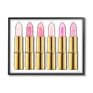 Stupell Industries "Pink Gold Lipstick Glam Fashion Watercolor" by Amanda Greenwood Framed Abstra... | The Home Depot
