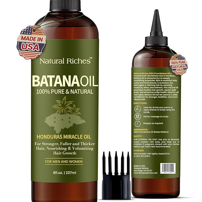 Natural Riches Unrefined Organic Batana Oil, 8 fl oz, 100% Pure & Natural, Cold pressed Honduras ... | Amazon (US)