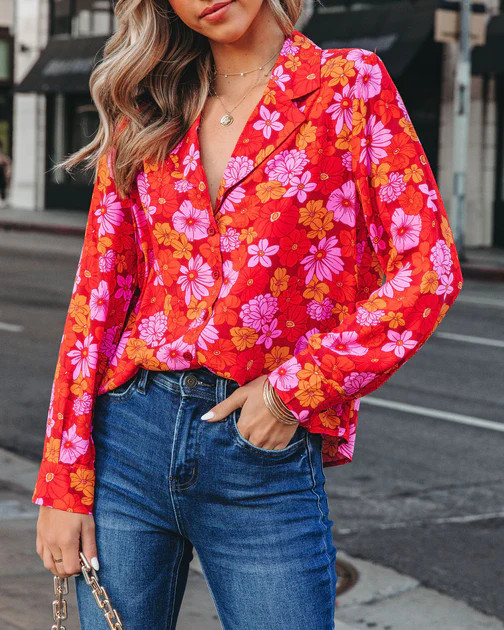 Dorris Floral Button Down Top  - SALE | VICI