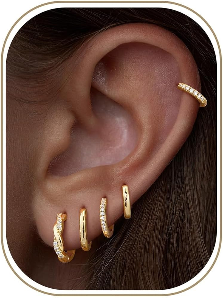 Turandoss Hypoallergenic Small Gold Huggie Hoop Earrings for Women Men | Amazon (US)