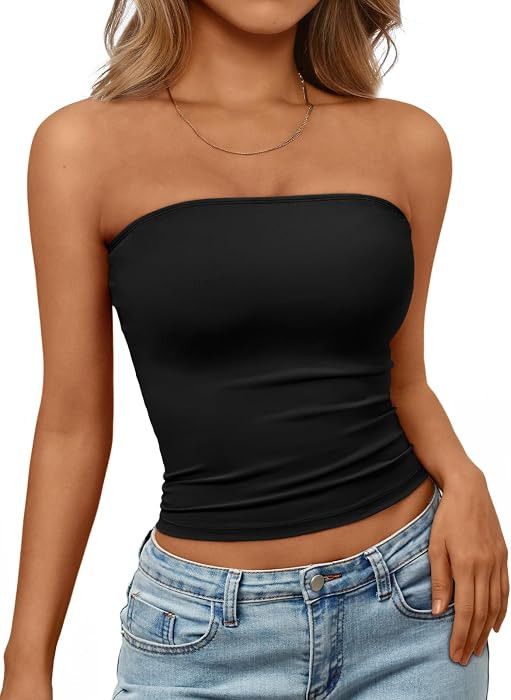 Trendy Queen Women's Strapless Bandeau Crop Top | Amazon (US)