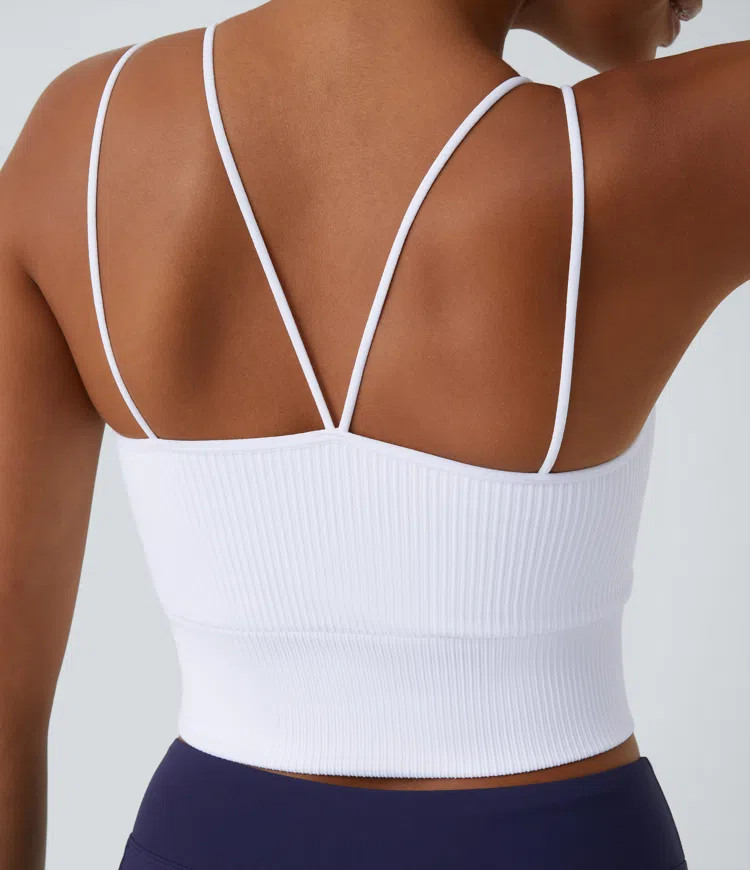 Women’s Seamless Flow Double Straps V Back Cropped Running Cami Top - Halara | HALARA