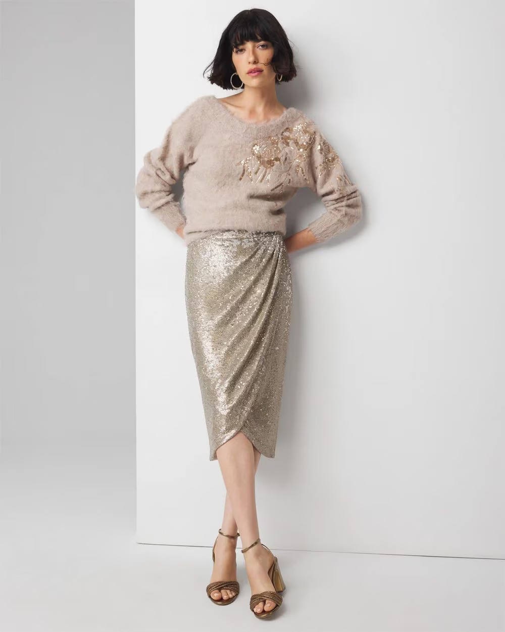 Sequin Wrap Skirt | White House Black Market