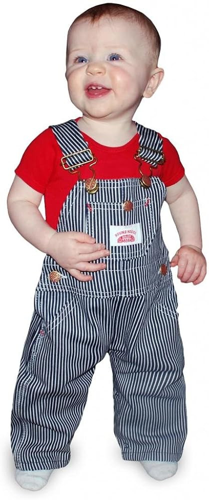 Roundhouse Kids Brown and White Stripe Striped Overalls 21" High Waist 2-3 Years Unisex | Amazon (US)