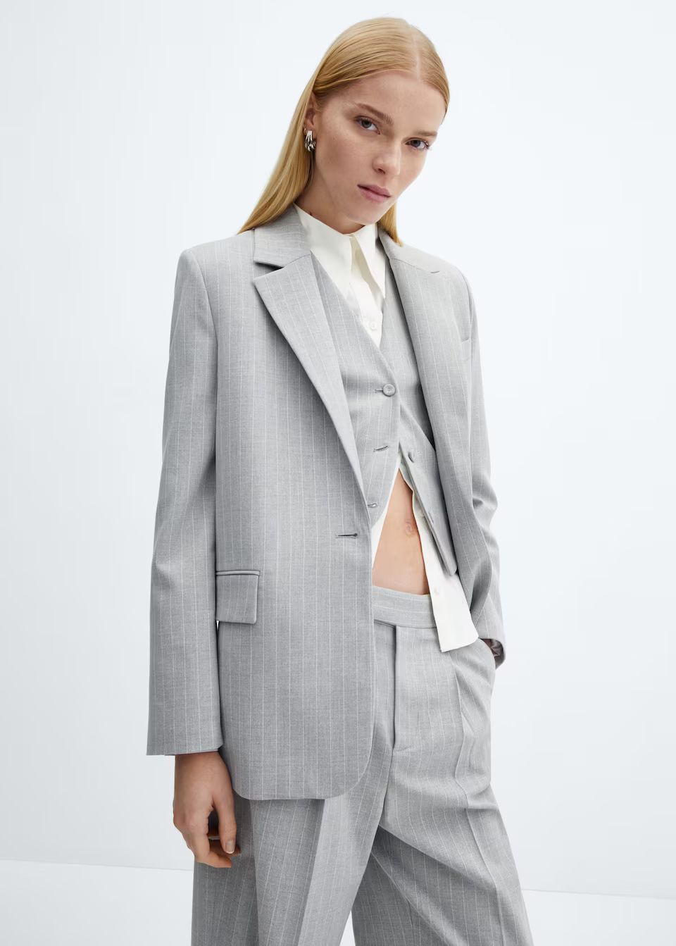 Pinstripe suit blazer -  Women | Mango USA | MANGO (US)