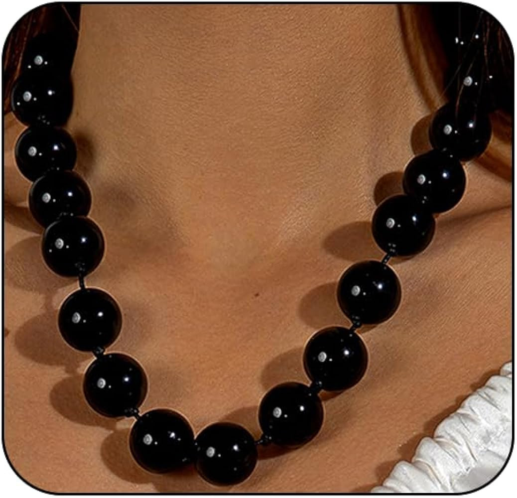 Chunky Beaded Necklace for Women Big Beads Large Chunky Beaded Necklace Vintage Boho Jewelry | Amazon (US)
