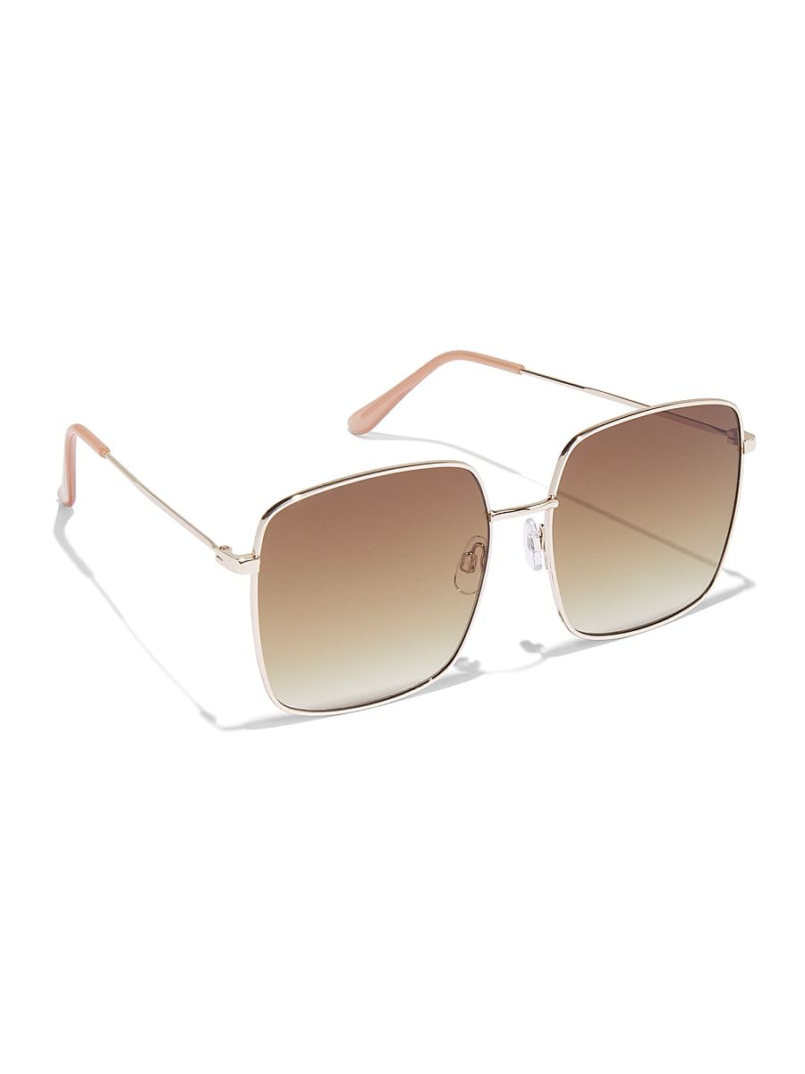 NY & Co Women's Metal Square Sunglasses Brown | New York & Company